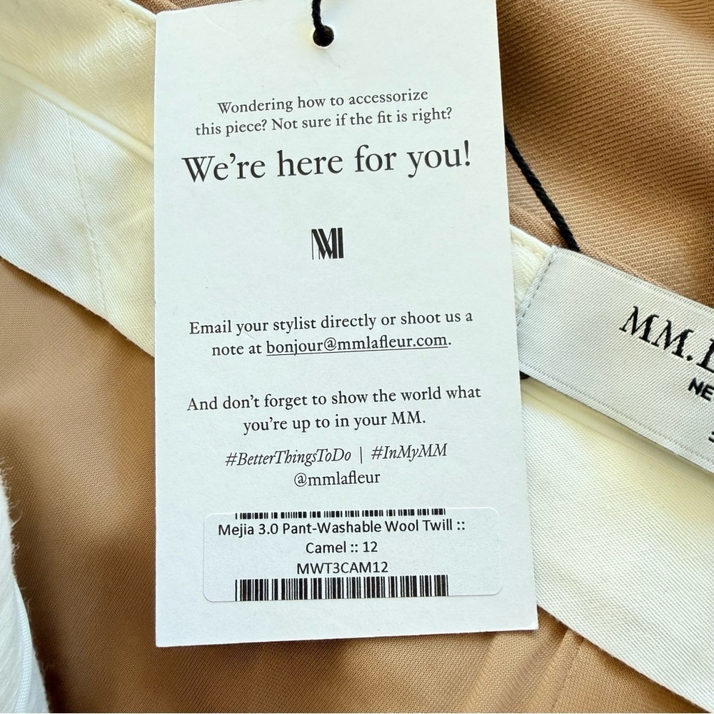 New MM Lafleur The Mejia Pant Italian Wool Twill Camel Tan Business Casual NWT - Picture 11 of 13